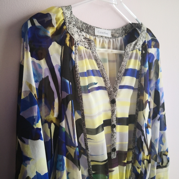 CALVIN KLEIN Multicolor Peasant Blouse - Picture 3 of 9